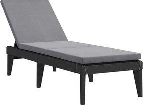 vidaXL antracitszürke PP napozóágy párnával 186 x 60 x 29 cm