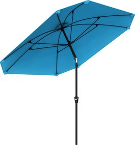 Outsunny Teraszernyő 233x233 cm Állítható Szögű Vízálló Alumínium Láb és Üvegszálas Bordák, Kerek Árnyékoló Teraszházi Kék | Aosom