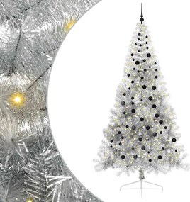 vidaXL Mesterséges, előre világított karácsonyi fa Ezüst 240 cm PET
