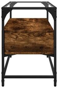füstös tölgy szerelt fa TV-szekrény üveglappal 80 x 35 x 51 cm