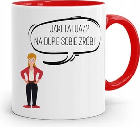 Piros Bögre Ajándék Anyukáknak Milyen Tetoválás? fényképes nyomattal