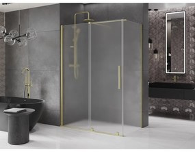 Mexen Velar, zuhanykabin tolóajtóval 130 x 75 cm, 8 mm matt üveg, arany matt, 871-130-075-31-55