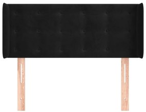 fekete bársony fejtámla szárnyakkal 93x16x78/88 cm