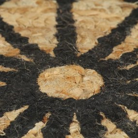 kézzel font jutaszőnyeg fekete mintával 120 cm