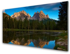 Fali üvegkép Forest Lake Landscape 100x50 cm