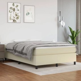 Krémszínű műbőr rugós ágy matraccal 140 x 200 cm