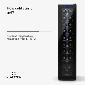 Klarstein Shiraz 18 Slim Uno, borhűtő, 18 palack, 5 - 18 °C, érintésvezérlés