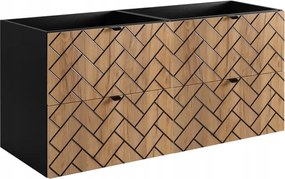 Fürdőszoba szekrény akasztható mosdó alá 120 tölgy halszálka front Mdf