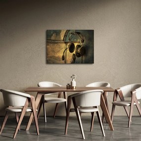 Kép - Vintage repülőgép fejhallgató (70x50 cm)