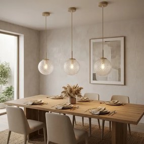 Brilagi - Kábelre függesztett csillár STELLA 1xE27/60W/230V átm. 18 cm bézs/arany