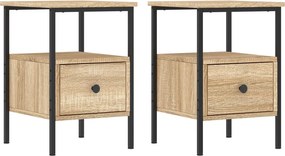 vidaXL 2 db sonoma tölgy színű szerelt fa éjjeliszekrény 34x36x50 cm