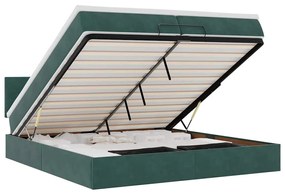 Ottomán ágykeret matraccal sötétzöld 200x200 cm bársony