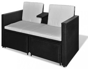 8 részes fekete kerti polyrattan pihenőszett