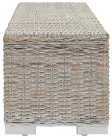 fehér natúr kubu rattan és tömör mahagóni fa tárolódoboz 110 cm