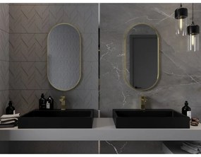 Mexen Loft, ovális fürdőszobai tükör 80 x 40 cm, keret színe arany fényes, 9851-080-040-000-50