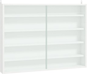HOMCOM Fali Kiállító Szekrény Állítható Polcokkal és 2 Csúszó Üvegajtóval Kollekciók, Parfümök és Dekoratív Figurák számára 80x9.5x60 cm Fehér | Aosom