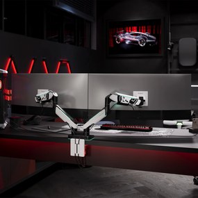 Képernyőállvány két 49 hüvelykes monitorhoz, fehér-fekete X-Arm Dual RGB