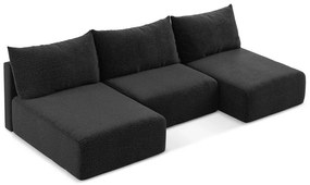 Fekete kinyitható-tárolóhelyes sarokkanapé Kalena – Makamii