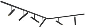 Modern fekete sínrendszer 6 fekete spotlámpával, 1 fázisú - Slimline Avery
