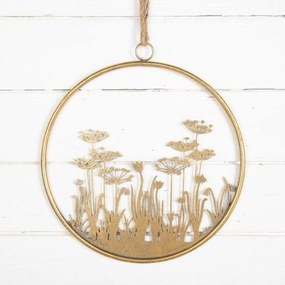 Fém faldekoráció FLOWERS RING Ø 41 cm arany
