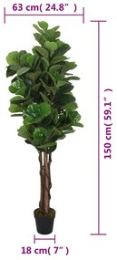 zöld mű-lantlevelűfikusz 180 levél 150 cm