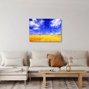 Kép - olajfestmény, arany mező (üvegen) (70x50 cm)