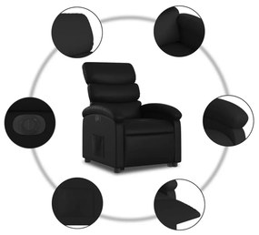 elektromos fekete műbőr felállást segítő dönthető fotel