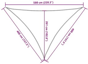 homokszínű háromszög alakú HDPE napvitorla 160 g/m² 4x4x5,8 m