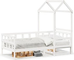 vidaXL fehér tömör fenyőfa kanapéágy tetővel 80 x 200 cm