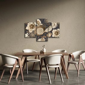 Sötét alapon arany virágok képe (90x60 cm)