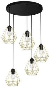 Csillár zsinóron BERGEN 5xE27/60W/230V fekete/arany