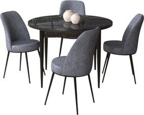 Tor étkezőgarnitúra, fekete márvány-füstszürke, 90 cm