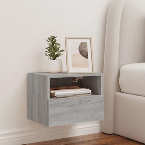 szürke sonoma színű szerelt fa fali TV-szekrény 40 x 30 x 30 cm