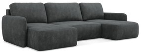 Sötétszürke zsenília kinyitható-tárolóhelyes sarokkanapé (U alakú) Lilo – Makamii