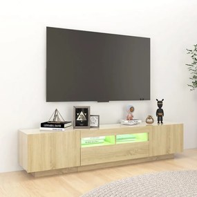 sonoma tölgy színű TV-szekrény LED-lámpákkal 180 x 35 x 40 cm
