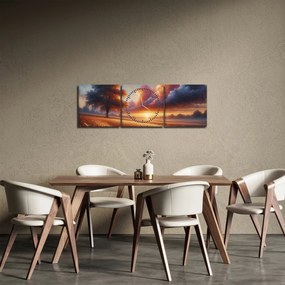 Kép – Naplemente a mezőn (órával) (90x30 cm)