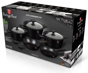 Berlinger Haus 10 részes indukciós edénykészlet matt fekete Monaco Collection