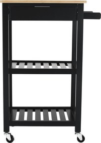 Tálalókocsi, természetes/fekete, ARETE