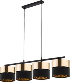 TK LIGHTING 4342 HILTON Többágú Függesztett Lámpa Fekete, Arany E27 IP20