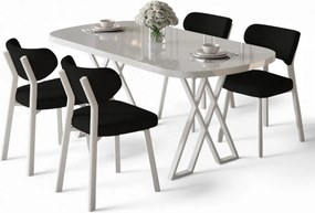 Axton étkezőgarnitúra, fehér-fekete, 168 cm – TR240CHR2701