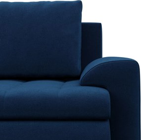 Tokio U sarokkanapé, 3 ágyneműtartóval, bársony, baloldali, kék