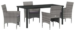 vidaXL Kert étkező szett párnával 5 pcs Szürke polirattan