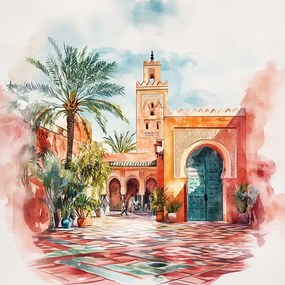 Canvas Város Marokkó Marrákes Afrika Arab Ív 80x80