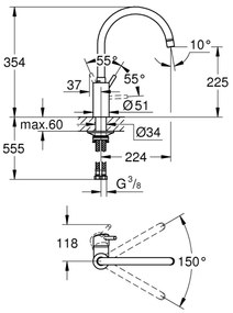 GROHE 32661003 - CONCETTO mosogató csaptelep, fényes króm
