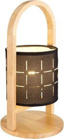 Ninja asztali lámpa fából és fekete Globo szövetből 21506B