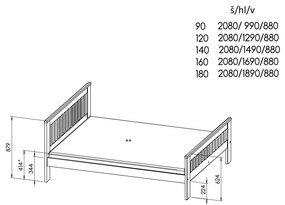 Egyszemélyes ágy 90x200 cm Latrice (antracit). Akció -19%. 1040788