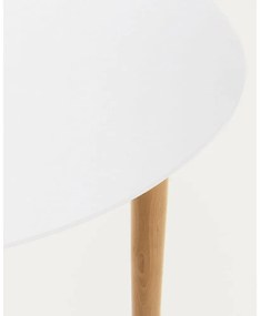 Fehér kerek bővíthető étkezőasztal fehér asztallappal ø 90 cm Oqui – Kave Home