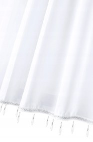 Kész függöny fátyol díszes fehér szalaggal, gyöngyökkel 300x180 cm