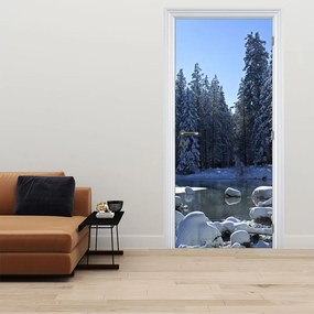 Fotótapéta ajtóra - Havas erdő (95x205cm)