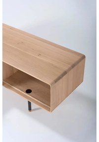 Fekete-natúr színű tölgyfa TV-állvány 160x48 cm Fina – Gazzda